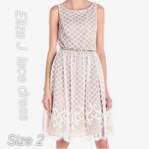 NWOT Eliza J Size 2  Women's Midi Style Fit and Flare Sleeveless Lace Dress